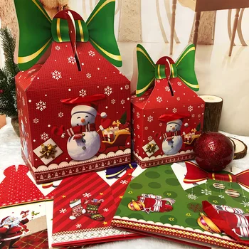 

Snowflake Christmas Candy Box Stand gift kraft paper bags Kerst Noel Treats packing Christmas Figurines Decoration Ornaments