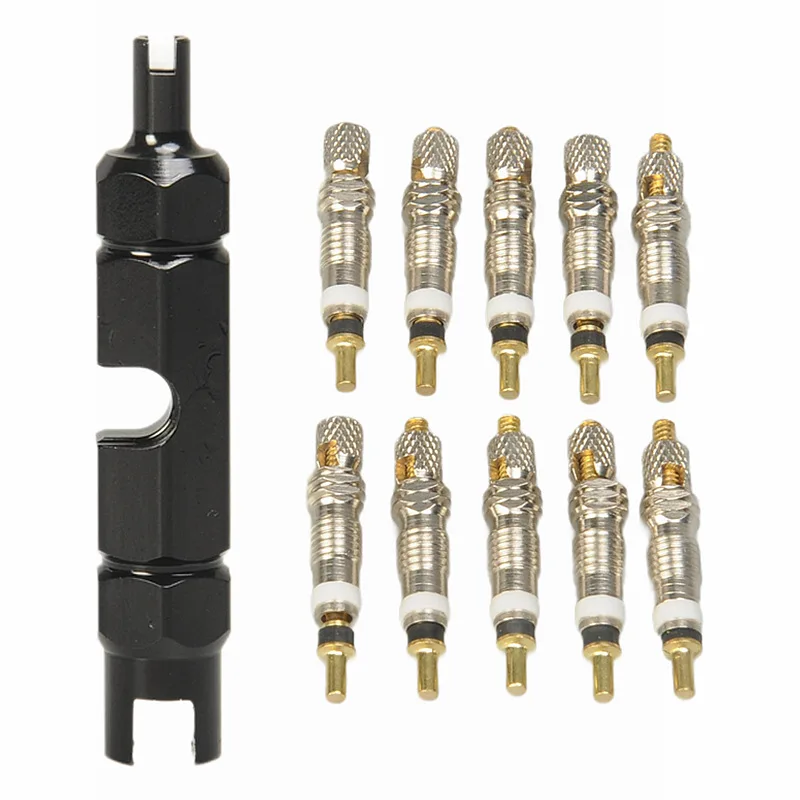 Bicycle Valve Core Tool Set Presta Schrader Valve Core Adapter Fresta Schrader Cap Bicycle Tire Repair Kit 11 Pieces/Set
