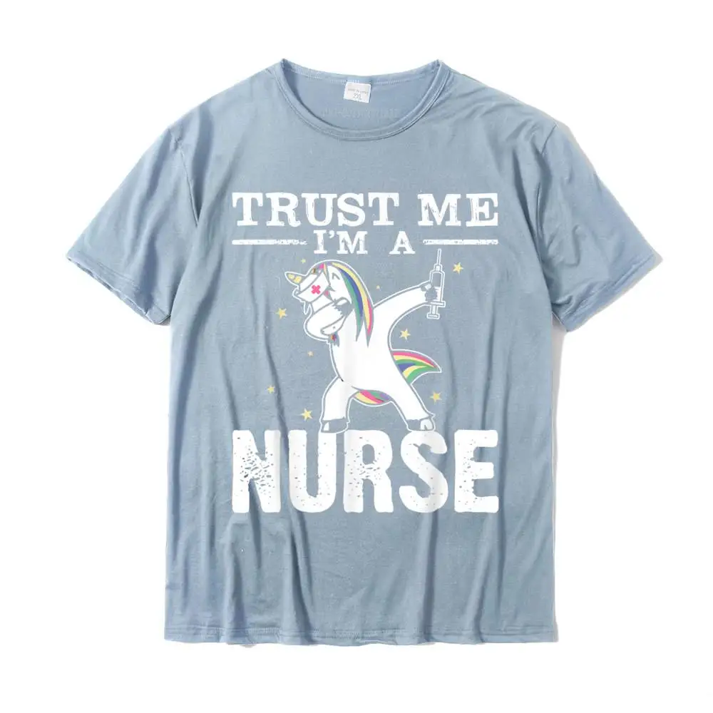 Fitted Men's T-Shirt Europe Casual Tees 100% Cotton Short Sleeve Funny T Shirt Crew Neck Top Quality Trust Me I'm A Nurse Funny Dabbing Unicorn T-Shirt__30054 light