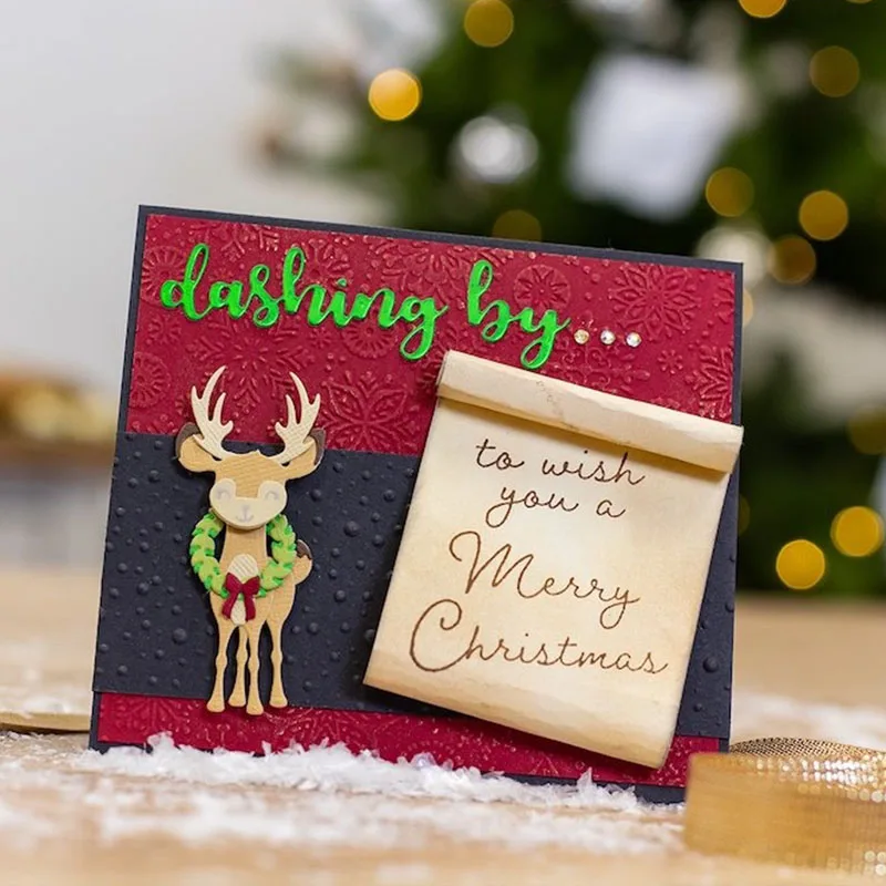 

Dashing By+Deer Metal Cutting Dies Xmas Cute Die Cuts For Card Making DIY Scrapbooking Decoration New 2019 Embossed Crafts Cards