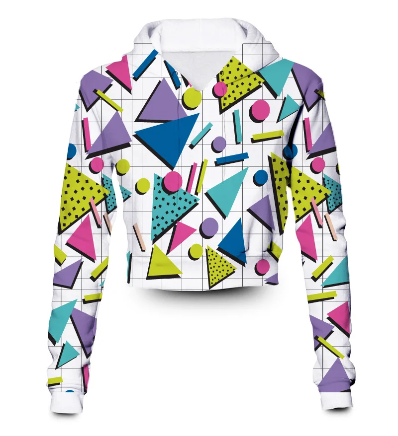 

Custom Made 90s Retro Print 3D Sublimation Printing Plus Size Crop Hoodies