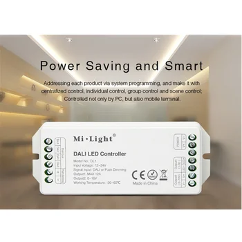 

MiBoxer DL1 DC12V-24V DALI 0-10V LED Strip Controller Max 12A DALI Dimming Signal/Push Dimming LED Strip Light Dimmer