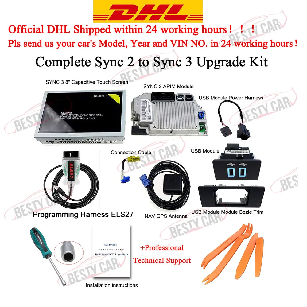 Bestycar Factory SYNC 2 to 3 обновленный комплект для Ford Lincoln Carplay GPS USB Media Hub 32G APIM модуль 8