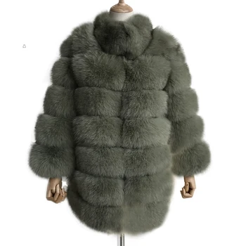 

New Real Fox Fur Coats Women Genuine Fox Fur Thick Female Long Jacket Fashion Winter Ladies Real Fur Overcoat Luxury