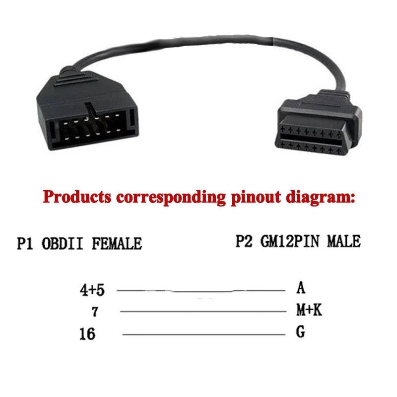 60CM 16Pin OBD2 Connector Diagnostic-Tool  Adapter Maleto Female Extension