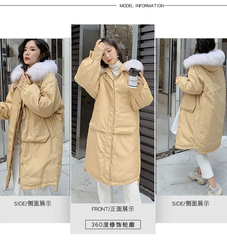 Winter New Style Slimming Dae-Jin Fur Collar Korean-style White Duck Down Jacket Women's Middle Long Coat WOMEN'S Dress