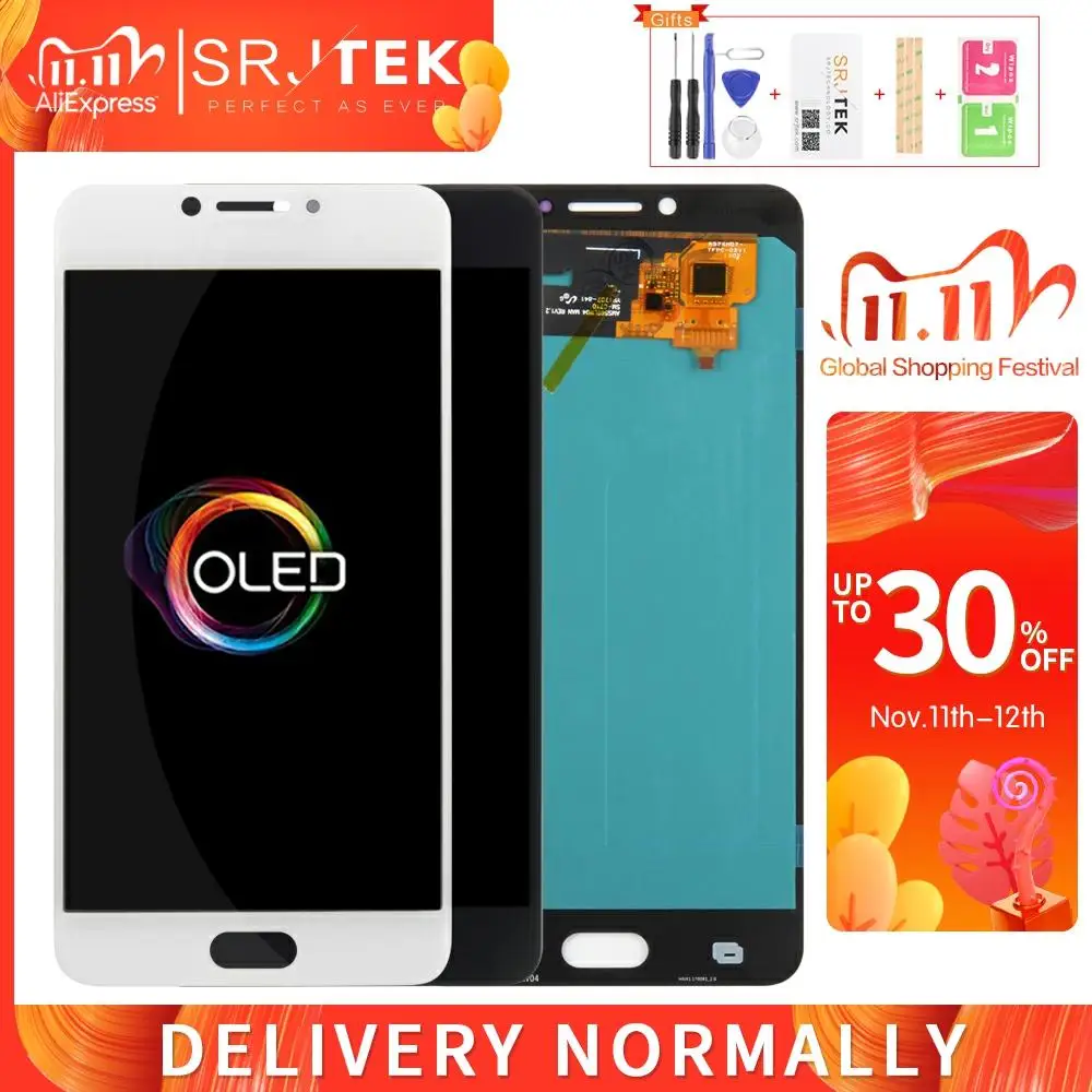 OLED/TFT Srjtek для SAMSUNG Galaxy C7 Pro дисплей ЖК сенсорный дигитайзер Сенсорное стекло в