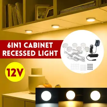 

12V 2.5W Under Cabinet Light LED Bed Lamp Cupboard RV Lights Ultra-thin Wine Wardrobe Night Light Lighting Round EU/AU/UK