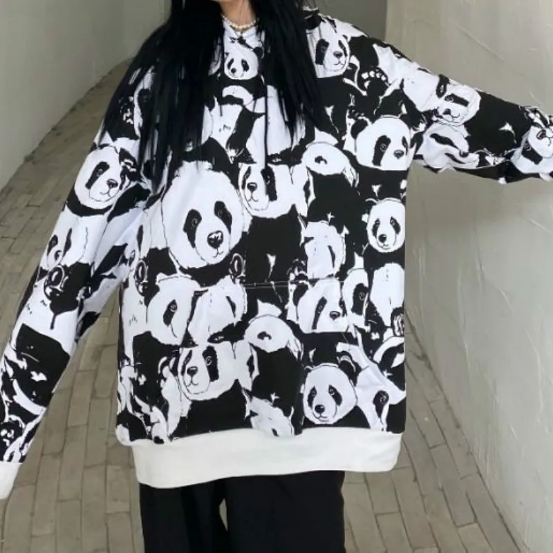 

Deeptown Vintage Sweatshirt Women Autumn Winter Fashion Panda Print Hoodies Warm Long Sleeve Tops Streetwear Gothic Hoodies