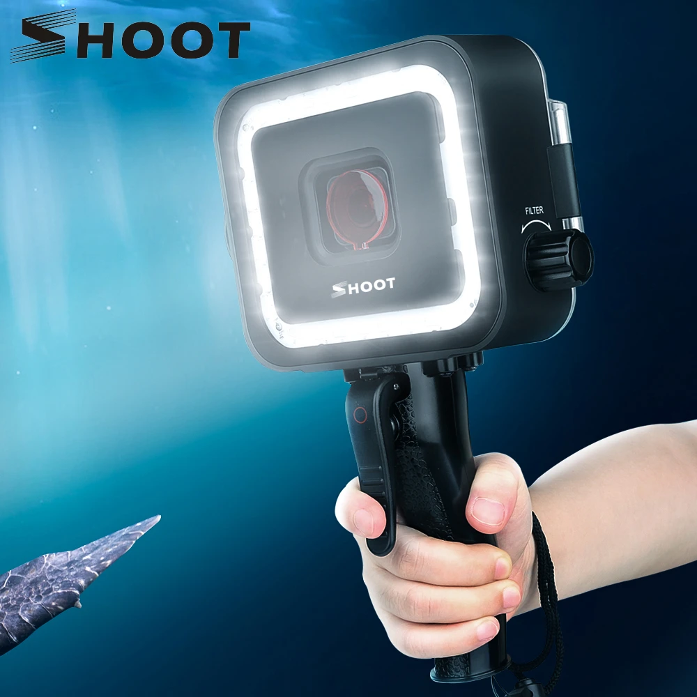 Shoot 40m 900lm Underwater Led Video Light For Gopro Hero 7 6 5 Black Waterproof Diving Flash Lighting Fill In Lamp Red Filter Sports Camcorder Cases Aliexpress