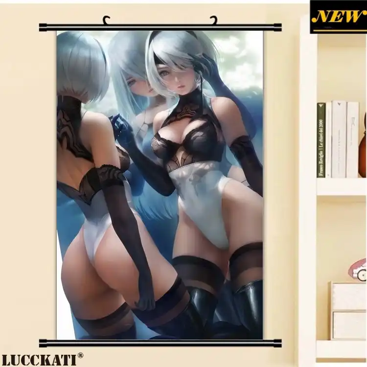 ニーア オートマトンニーアオートマトンビデオゲーム 2b 9s 乳房尻ノーブラ Cameltoe 漫画アニメウォールスクロールポスターキャンバス絵画 Painting Calligraphy Aliexpress