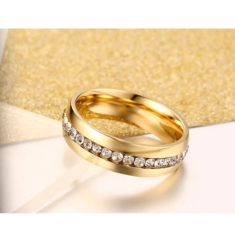 Wedding Rings Womens Ring Jewelry Rings Ring Jewelry Vnox Bling Crystal Wedding Ring For Women 6mm Stainless Steel Engagement Female Finger Jewelry