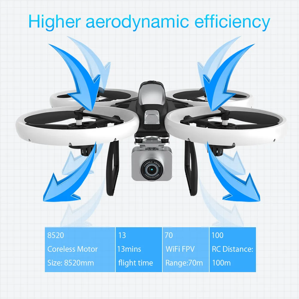 Eachine E020 светодиодный wifi FPV с 4 K/1080 P HD широкоугольная камера режим удержания высоты Радиоуправляемый Дрон Квадрокоптер RTF время полета до 13 минут