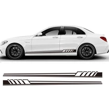 Aliexpress - Automobile 2pcs Auto Side Skirt Car Sticker 507 Racing Stripe Side Body Garland for Mercedes Benz C Class W204 W205 AMG