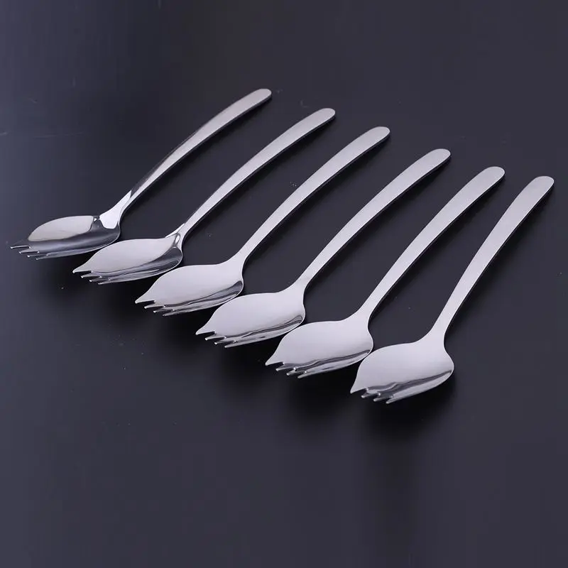 HLZS-6-Piece 2 в 1 Многофункциональный Spork(ложка и вилка), 18/10 ложка и вилка из нержавеющей стали набор для лапши, макаронных изделий, фруктов и