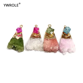 

Wholesale Natural Crystal Druse Geode Stone Pendant For Jewelry Making Necklace Bracelet Earring Hand Made Charm 13*20 mm