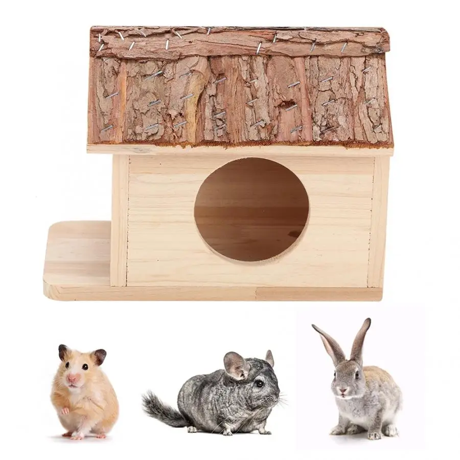 Хомяк маленький домик для домашних животных натуральный деревянный дом хомяка гнездо для маленьких животные, белка, кролик, морская свинка, Шиншилла, хижина