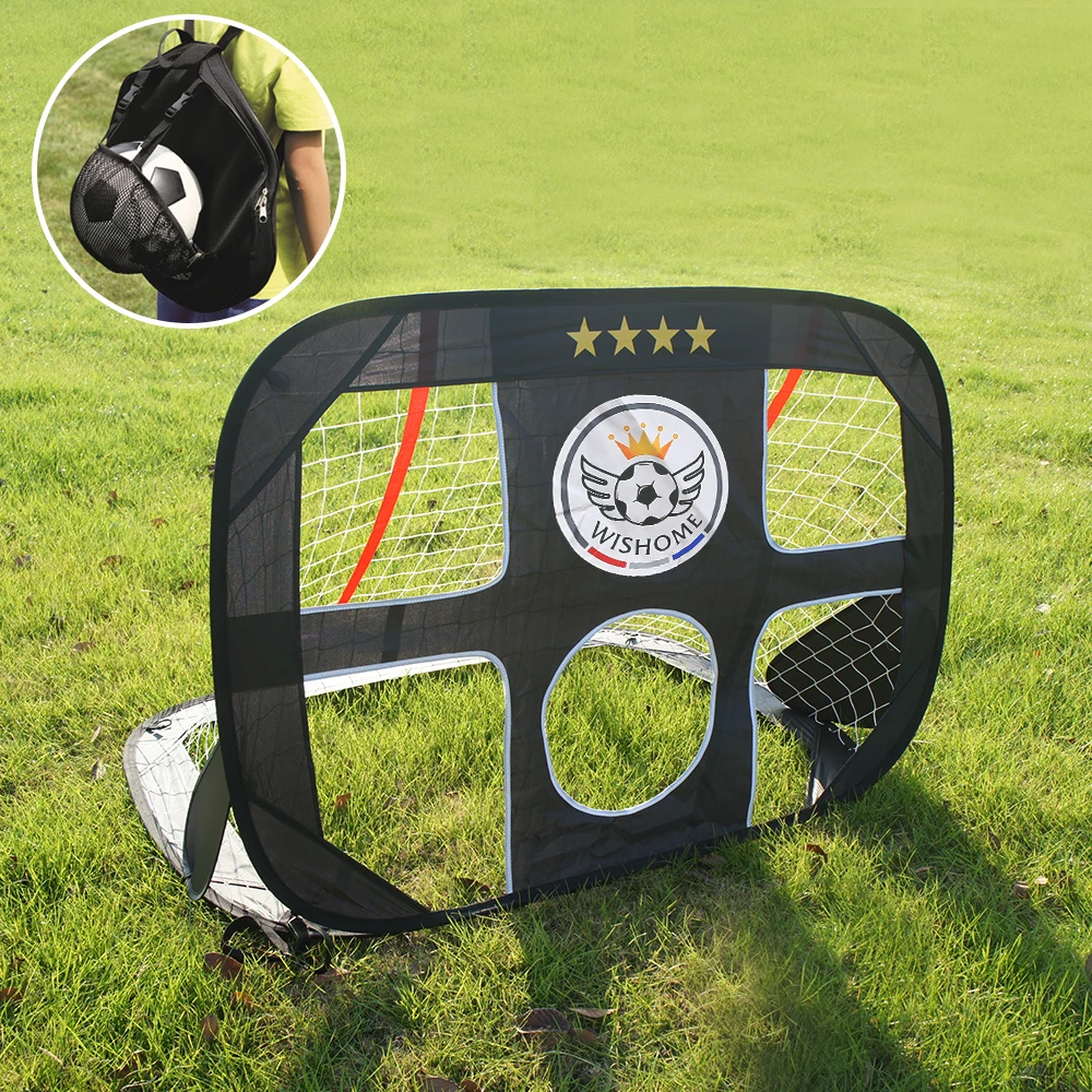 Collapsible Soccer Pop Up Goal Set of 2 Football Nets Portable Travel Bag 4ft