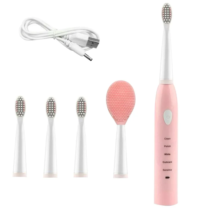 2-In-1 Electric Toothbrush, 2-In-1 Interchangeable Brush Head Cleansing Instrument Head, Electric Toothbrush Cleansing Instrumen