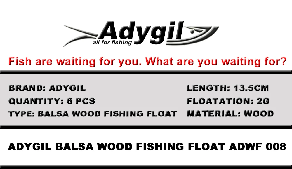 Adygil пробкового дерева поплавок ADWF 008 135 мм Floatation 2 г 6 шт./лот