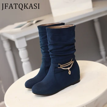 

Women Boots Winter Warm Snow Boots Mid-calf Plush Non-Slip Fashion Rhinestone Ladies Shoes Plus Velvet Thick Boots Plus Size New