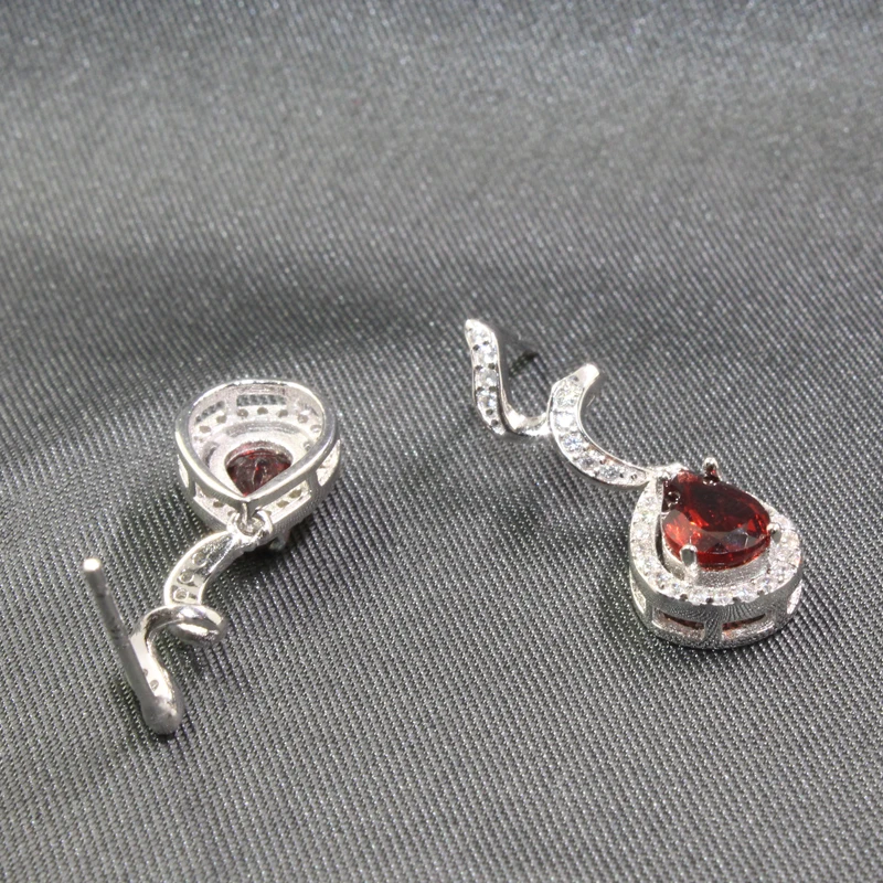 Женские серьги подвески из серебра 925 пробы с натуральным гранатом|drop earrings|earrings