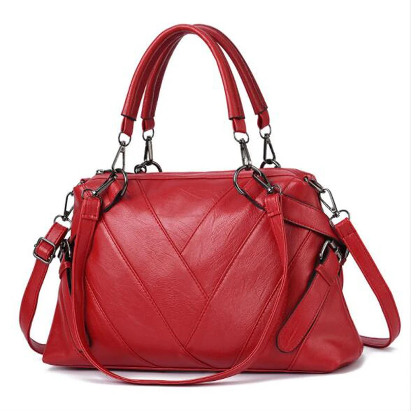 Лоскутная сумка на плечо, женская дизайнерская сумка, женская сумка из искусственной кожи, сумка через плечо, Женская одноцветная сумка - Цвет: Red