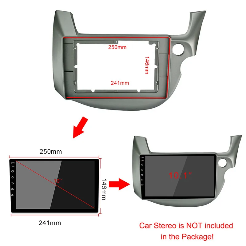 Автомобиль фриз для Honda Fit Джаз 2008-2013 правый руль Панель крепление на приборную панель Установка двойной Din dvd рамка для 10 дюймов автомобильный радиоприемник