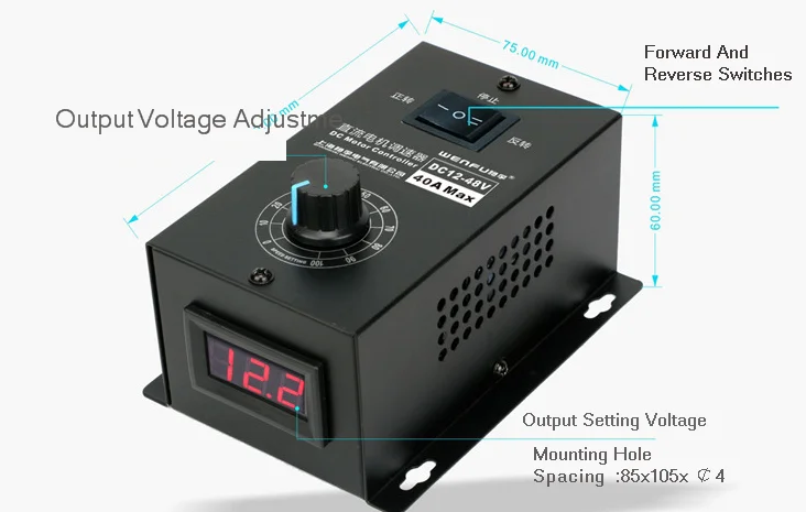 Контроллер скорости двигателя постоянного тока DC12-48V переключатель скорости 40A бесступенчатая скорость Универсальный PWM скорость двигателя вперед и назад