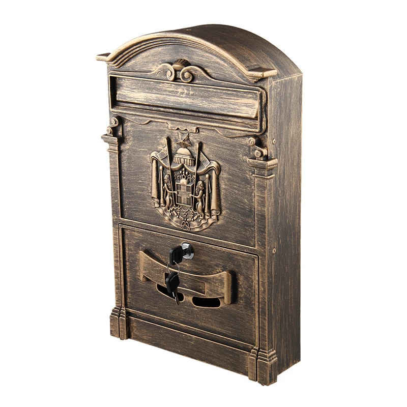 

LOCKABLE SECURE POSTBOX LETTERBOX WALL MOUNTED STAINLESS MAIL POST LETTER BOX Model:Bronze