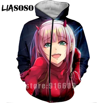 

3D Print Women men Jacket Anime Harajuku Sweatshirt Sexy Girl DARLING in the FRANXX Zero two hoodies streetwear hoodie Zipper