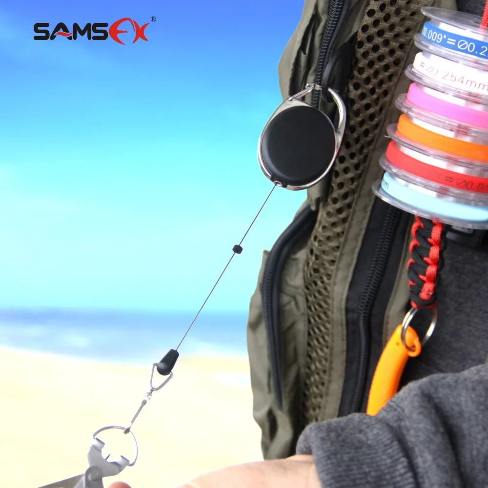 SAMSFX Fly Fishing Zinger Retractor Инструменты держатель экстрактор фиксатор Хранитель троса выдвижная катушка значок держатель шестерни аксессуары