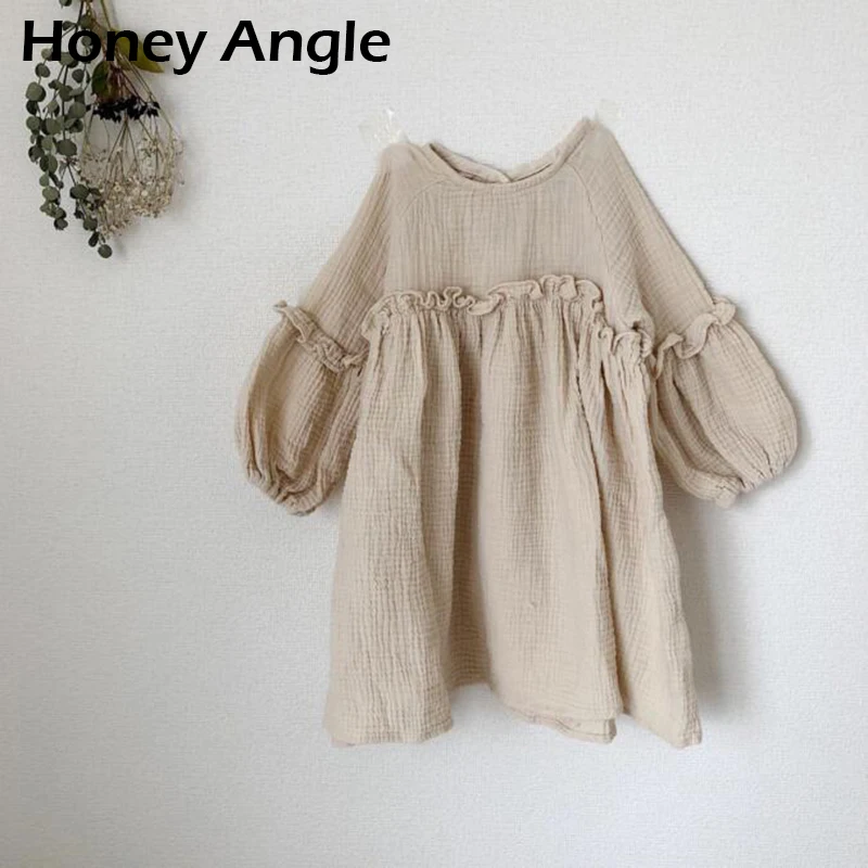 

Honey Angle 2020 Fashion Girl Princess Dress Long Sleeve Kids Party Dress Korean Toddler Baby Clothes Cotton Girl Casual Dress