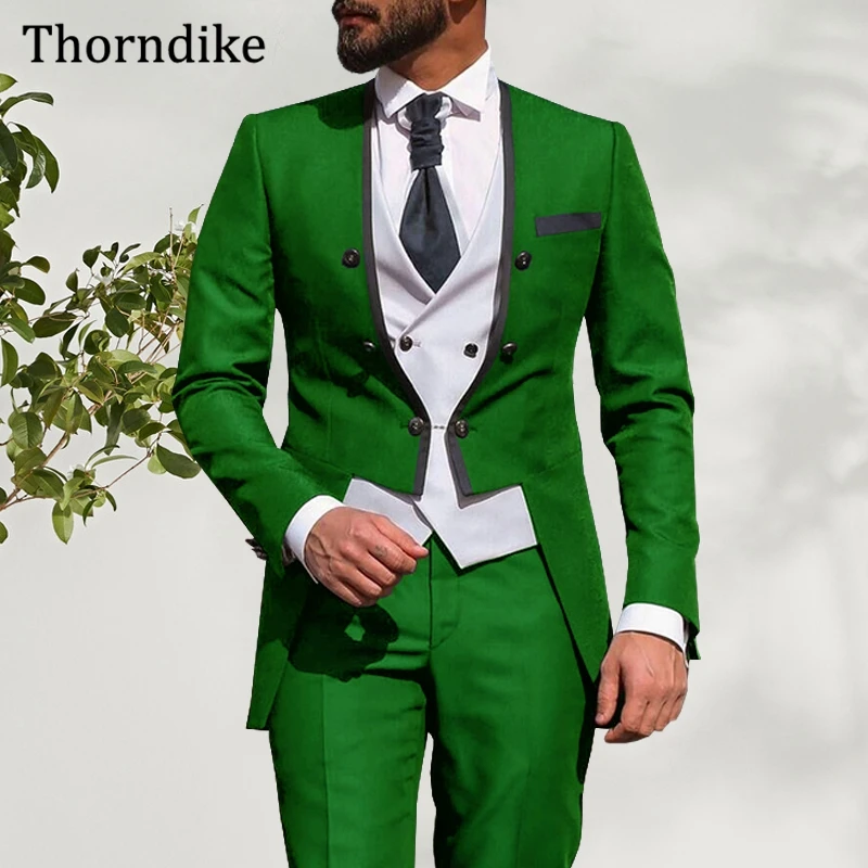 Thorndike Purple Suit Men For Wedding,Made V-Neck Buttons Slim Fit Jacket With Pants,Elegnt Groom Party Prom Tuxedos