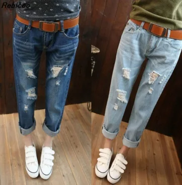 

2016 New Woman Casual Jeans boyfriend denim vintage ripped skinny pencil Plus Size Harem high waist Trouser Pants calca feminina
