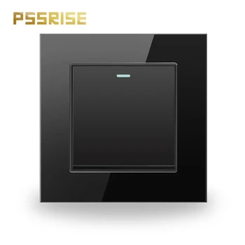 

G11 PSSRISE 1 Gang 1 Way Wall Switch Push-button Switch Light Switch Luxury Crystal Tempered Glass Panel Fluorescent 16A AC250V