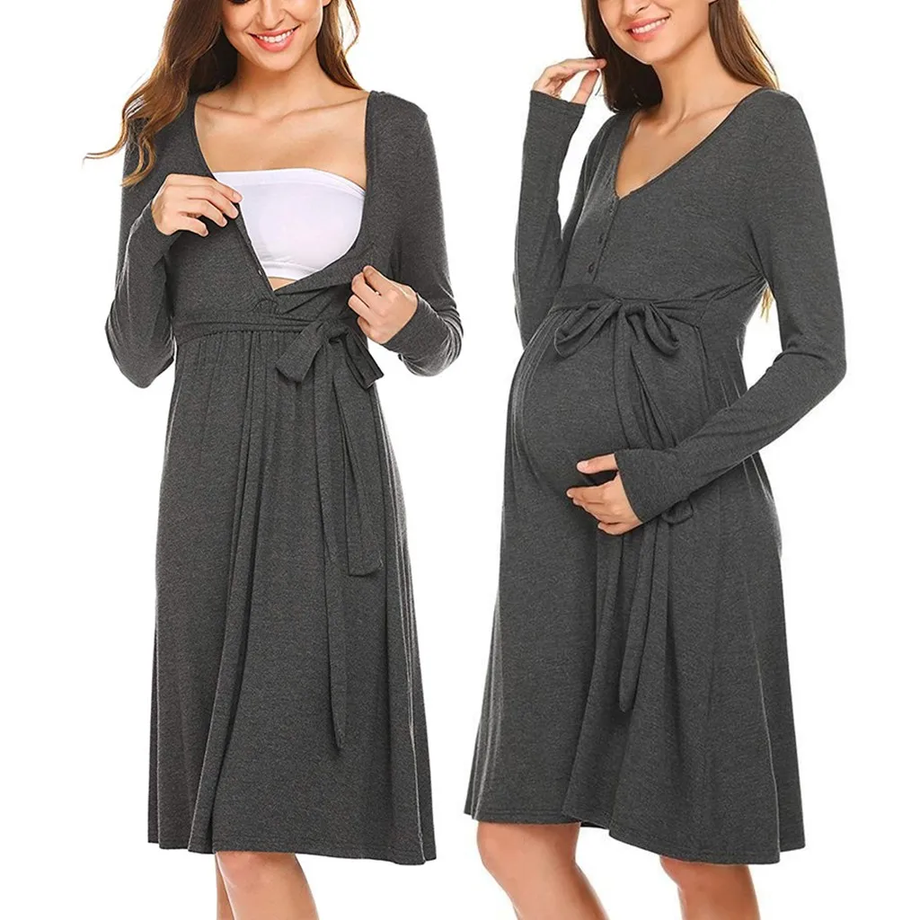 Платья для беременных; Vestidos; пижамы для кормящих мам с поясом; платье для беременных женщин; зимнее платье для грудного вскармливания