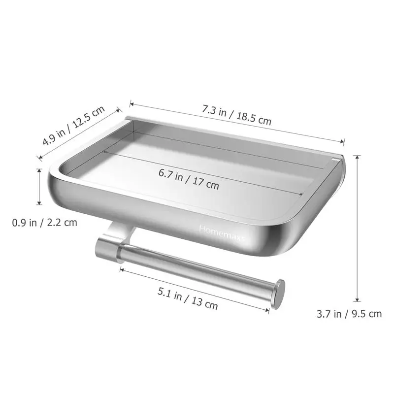 Wall Mount Toilet Paper Holder Aluminum Tissue Paper Holder Toilet Roll Dispenser With Phone Storage Shelf For Bathroom Restroom