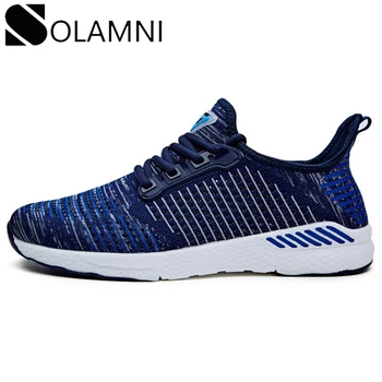 

2020 Spring New Men Shoes Lace-up Mens Casual Shoes Woman Light Anti-Slip Breathable Couple Walking Sneakers Air Mesh Flat Shoes