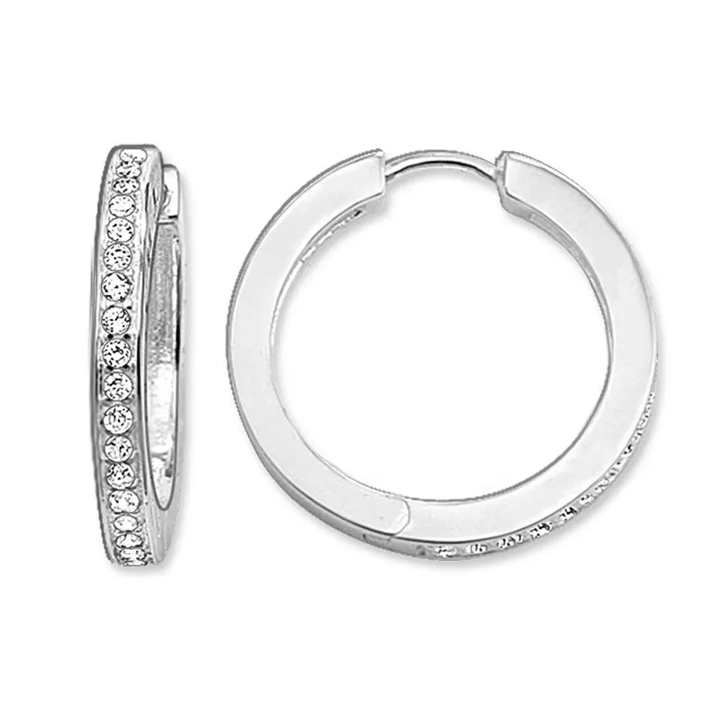 Креольские серьги-кольца для женщин белые CZ стерлингового серебра 925 пробы модные круглые серьги хорошие ювелирные изделия аксессуары подарки оптом
