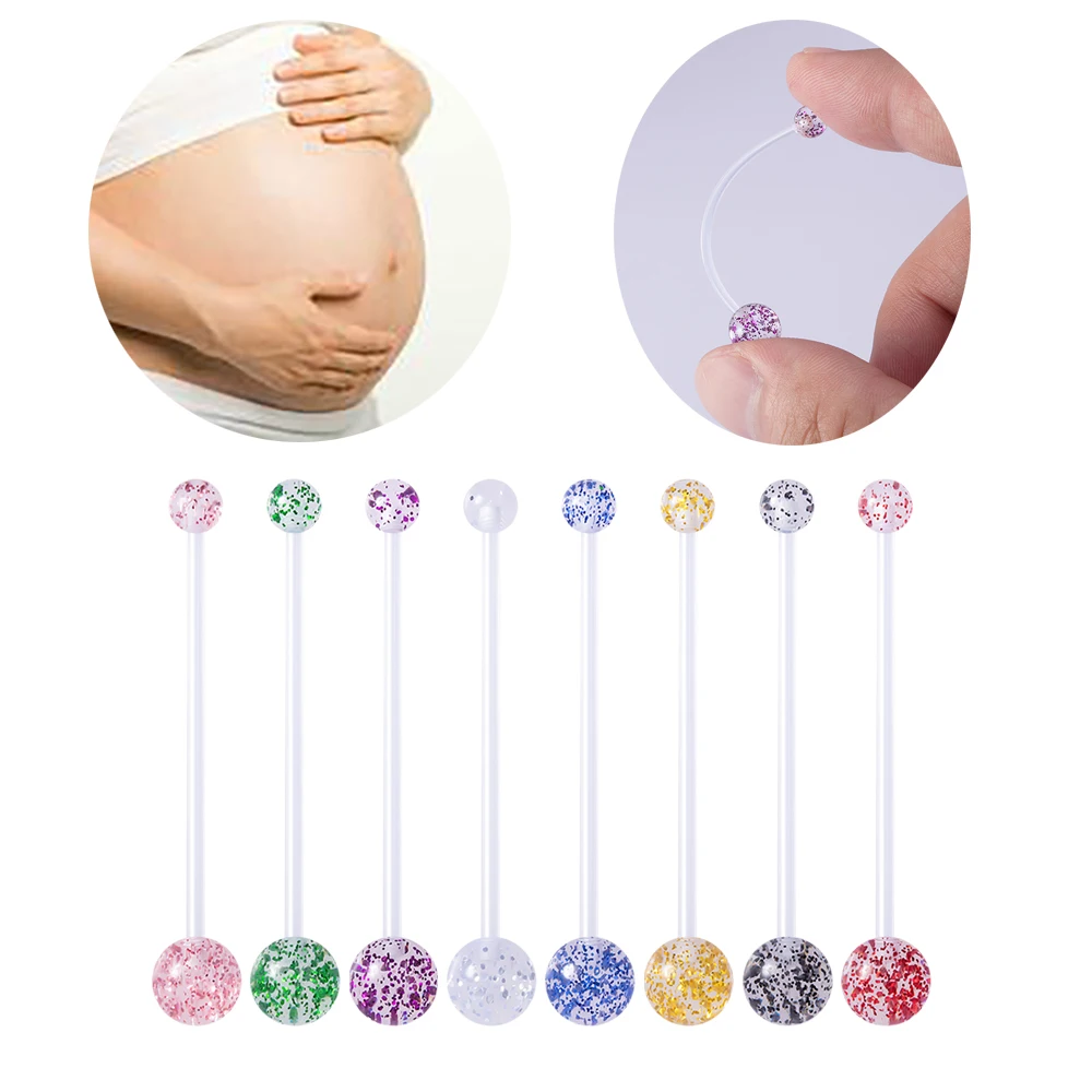 Mayhoop Piercing De Nombril Grossesse 14G Acrylique Flexible - Anneau De Ventre Pour Femmes Enceintes Or Rose