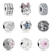 Новинка, оригинальные бусины, сплав, любовь, звезда, цветок, Минни, зажим, пробка, шарм, Подходит для Пандора, браслет, ожерелье, сделай сам, Женские Ювелирные изделия