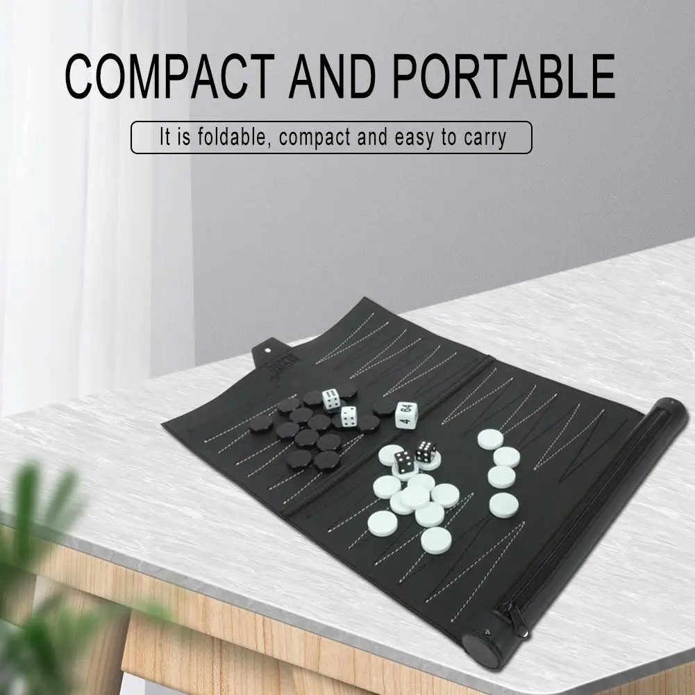 

Foreign Trade New High-grade Leather Chessboard PU Chess Board Portable Backgammon Board 34.5*25.5cm Game Pieces Portable Gifts