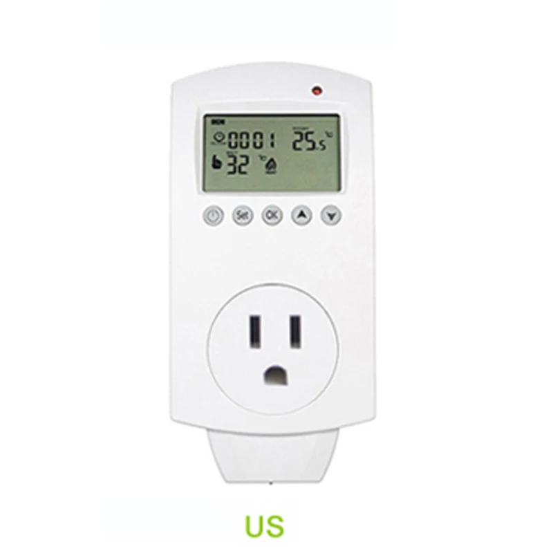 US plug Настенный плагин HY02TP 220-240 В 16A цифровой ЖК программируемый контроллер температуры комнатный термостат для электрической системы отопления - Цвет: US plug