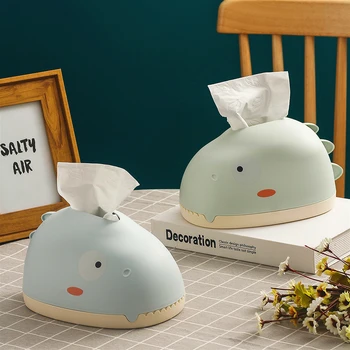 

Dinosaur Shape Tissue Box Green Environmental Protection Plastic Tissue Box Baby Wipes Box Tissue Box Holder for Car Napkin Box