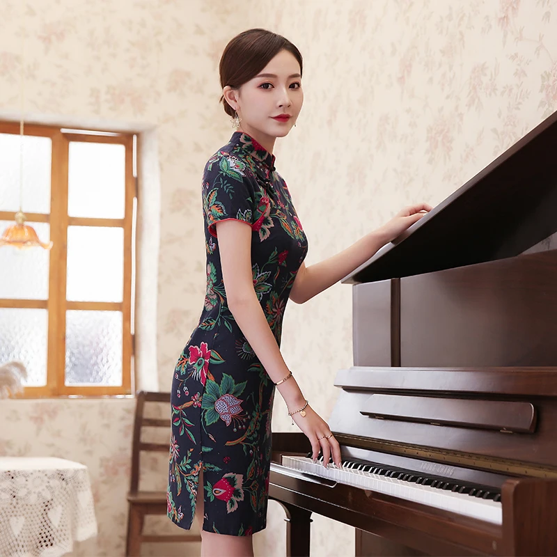 Красное китайское свадебное платье женское длинное с коротким рукавом cheongsam Золотое китайское традиционное платье женское qipao для свадебной вечеринки - Цвет: color3