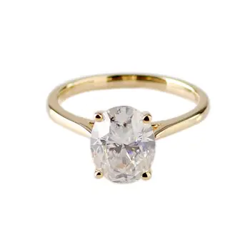 

Custom 10K Yellow Gold Solitaire Ring US Size7 With Real EF Color Brilliant Oval Cut 7x10mm 2.5ct Moissanite Diamond Fast Ship