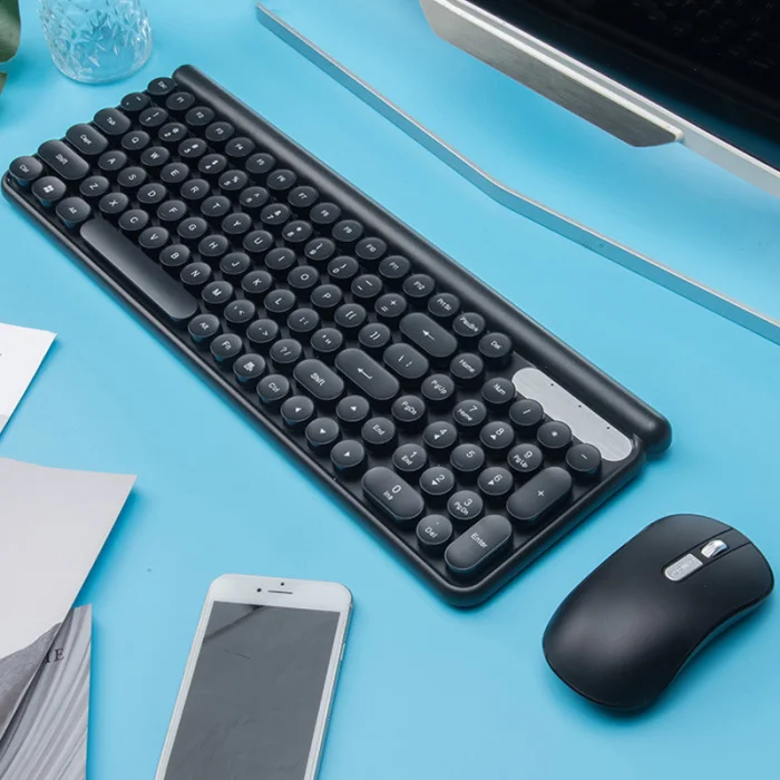 Аккумуляторная беспроводная клавиатура мышь комбо компактные пластиковые мыши с приемником FKU66