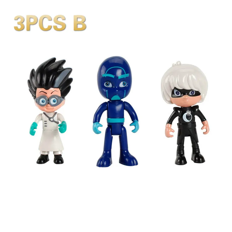 3 комплекта PJ Маски мультфильм гибкие конечности аниме персонаж Pj Catboy Owlette Gekko картонные Фигурки игрушки подарок для детей P05