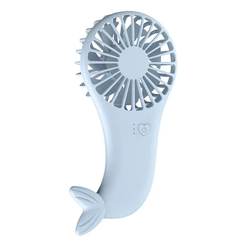 

New Pattern Pocket Fans USB Charger Mini Mermaid Fans Student Outdoors Bring Portable Small Fan DC Mini Air Cooler Blue